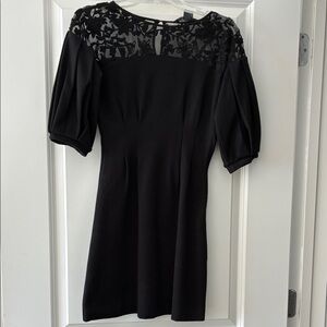 French Connection Black Mini Dress with Lace Detail
